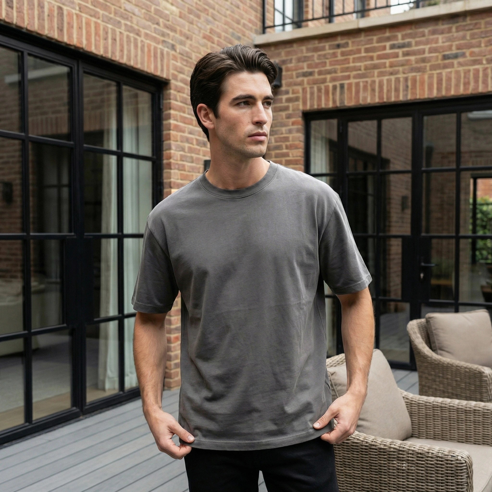 Premium Material Gray OverSized T-shirt – Heavenegy